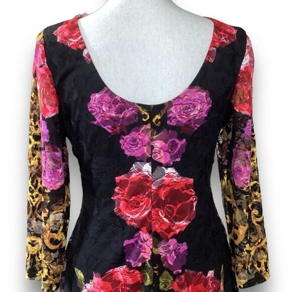 Venus Floral Lace Bodycon 3/4 Sleeves With Scoop Neck Women’s Size Large - Picture 5 of 7
